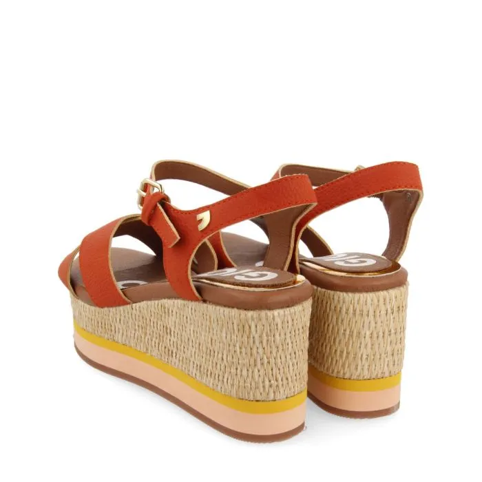 GIOSEPPO BRICK RED WEDGE SANDALS FOR WOMEN SEGET