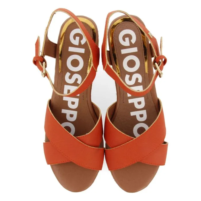 GIOSEPPO BRICK RED WEDGE SANDALS FOR WOMEN SEGET