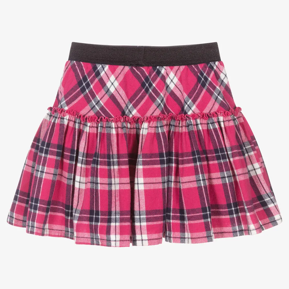 Girls Pink Checked Skirt