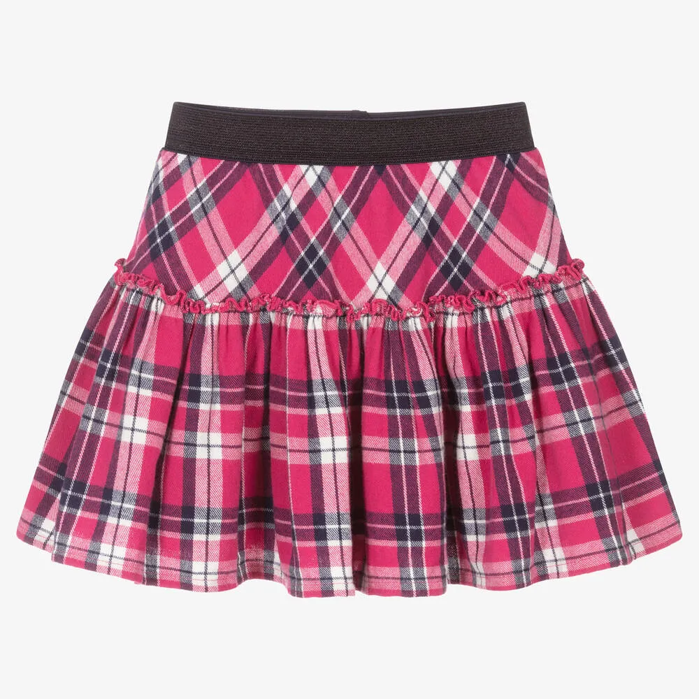 Girls Pink Checked Skirt