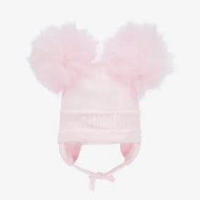 Girls Pink Tindra Double Pom-Pom Hat