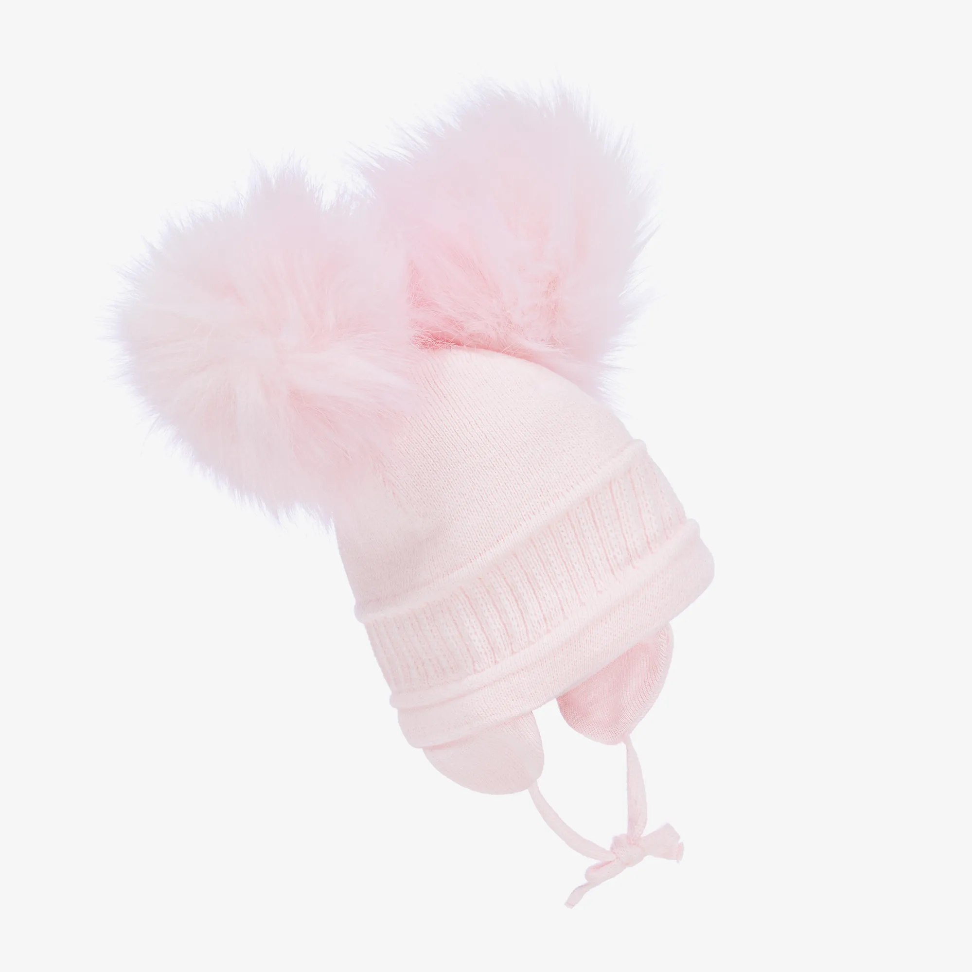 Girls Pink Tindra Double Pom-Pom Hat