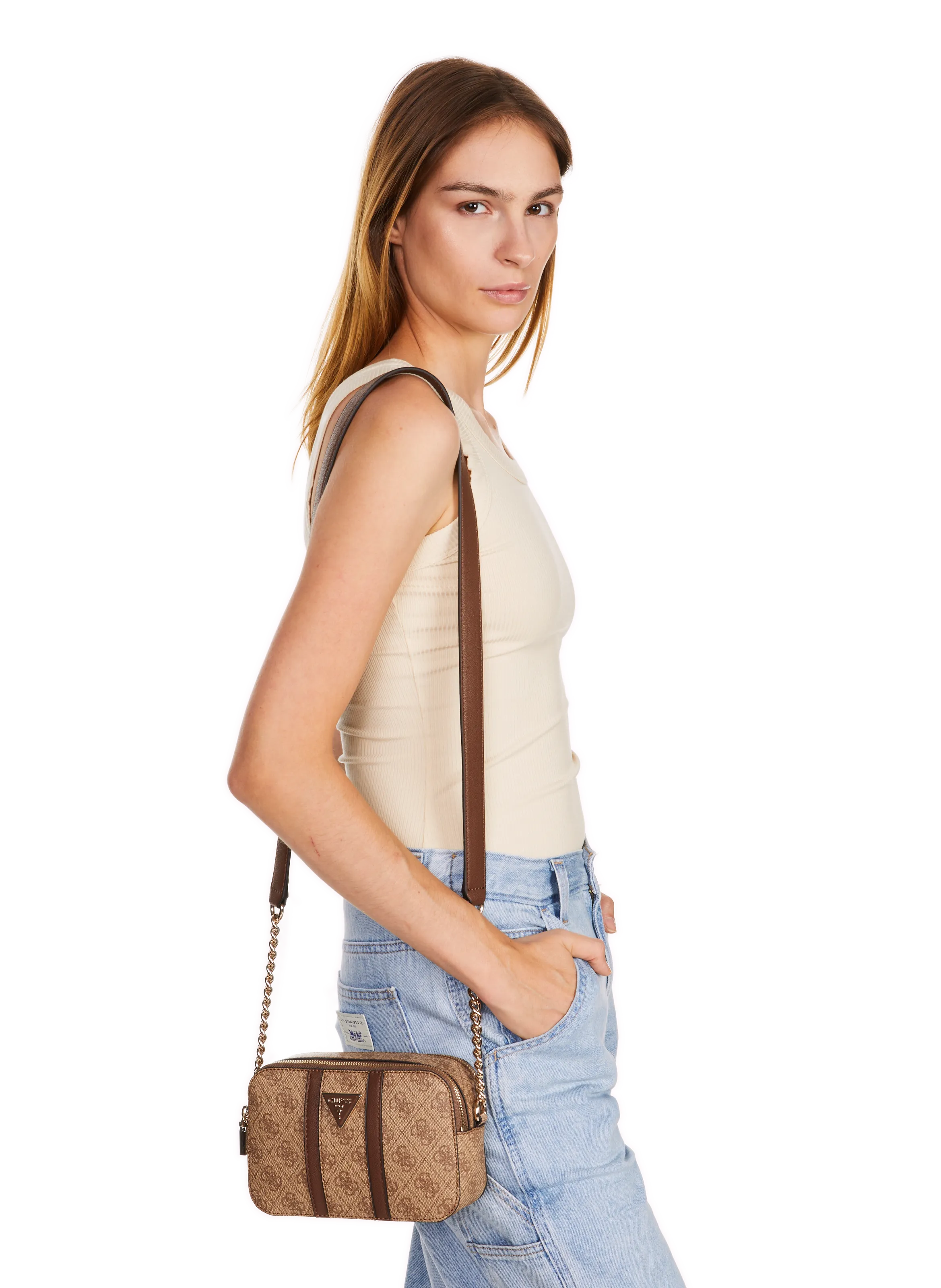 GUESS  Noreen 4G logo shoulder bag - Brown