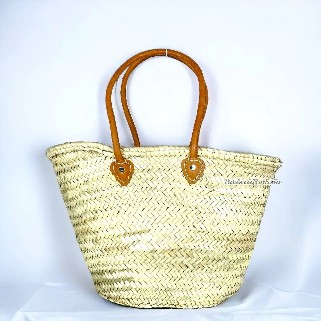 Handmade Sequin Basket Bag With Leather Handles