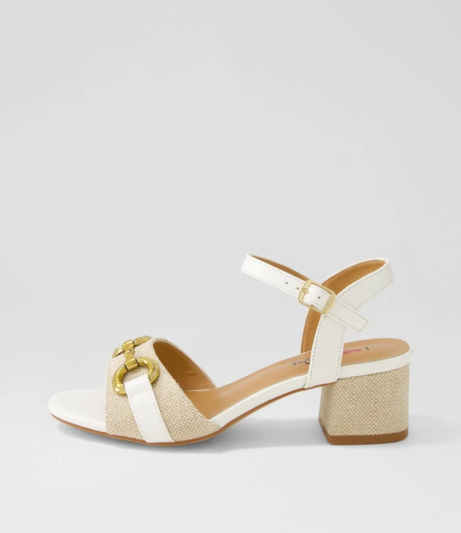 I LOVE BILLY Vernae Beige White Fabric Sandals