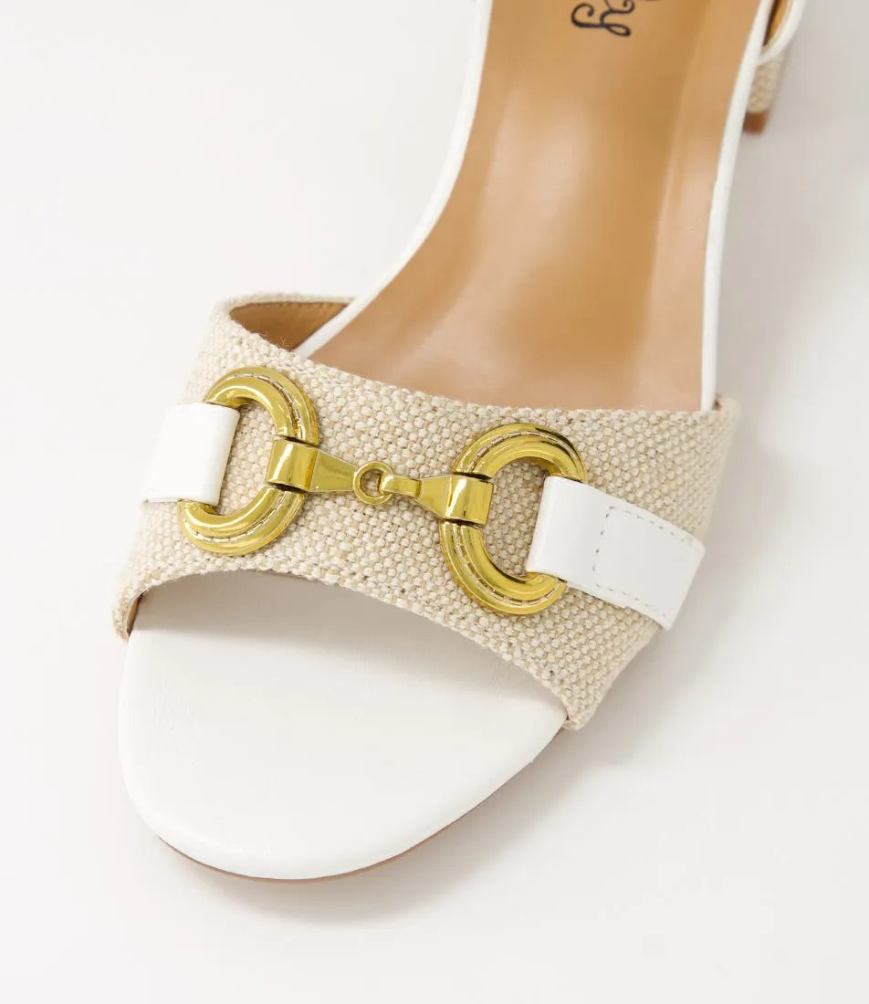 I LOVE BILLY Vernae Beige White Fabric Sandals