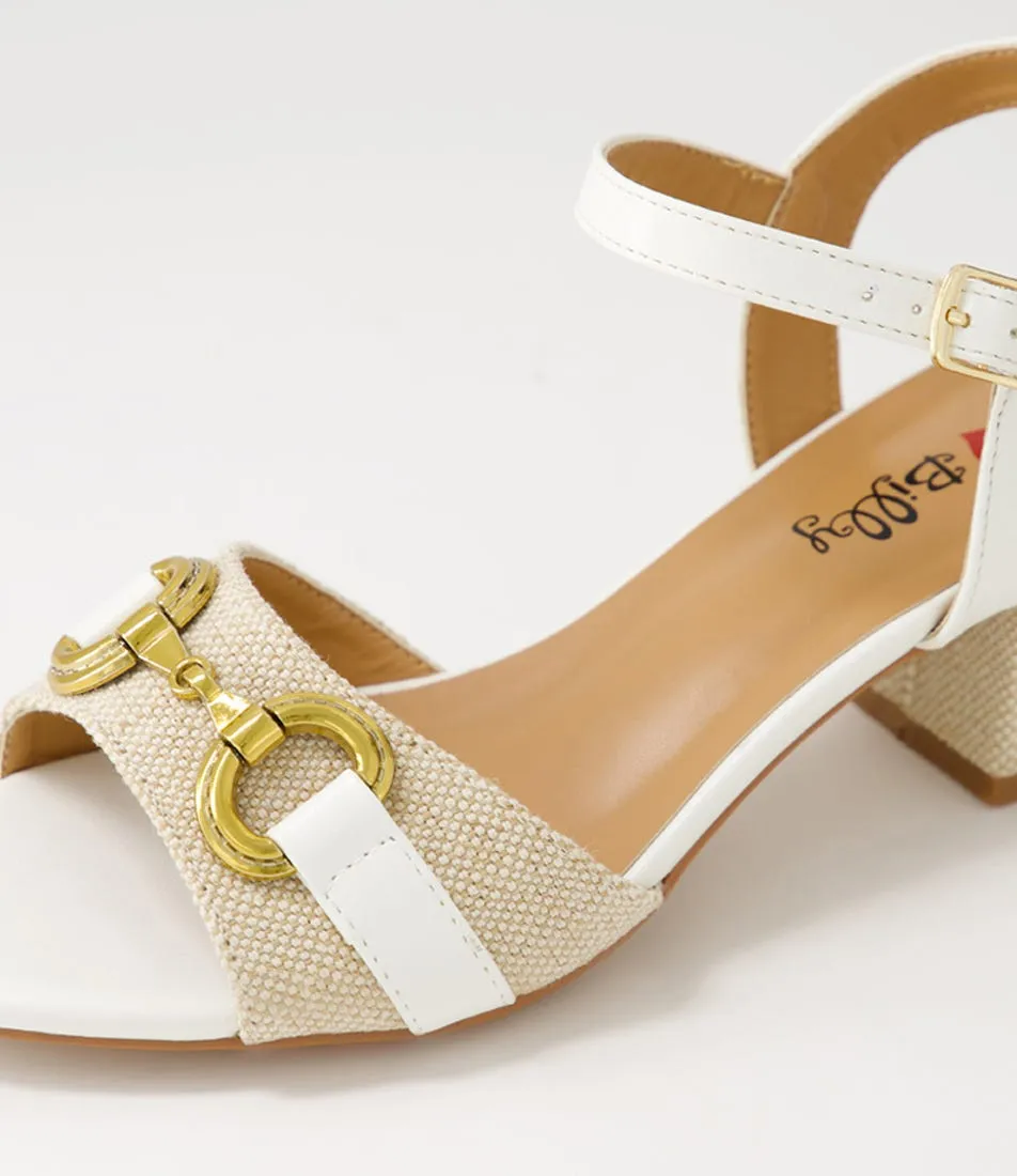 I LOVE BILLY Vernae Beige White Fabric Sandals