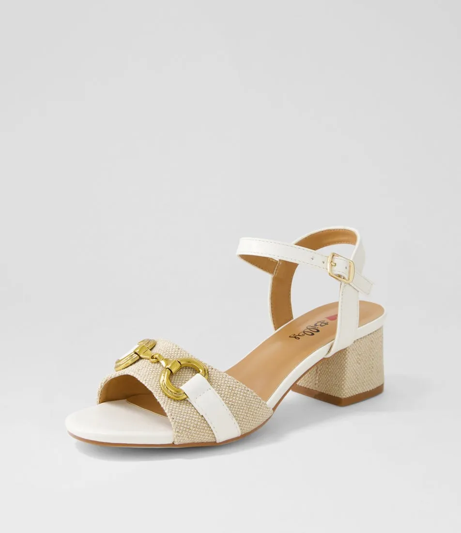 I LOVE BILLY Vernae Beige White Fabric Sandals