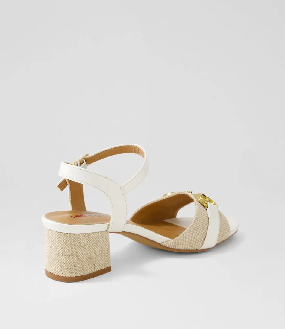 I LOVE BILLY Vernae Beige White Fabric Sandals