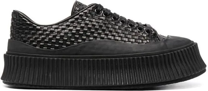 Jil Sander woven leather sneakers Black