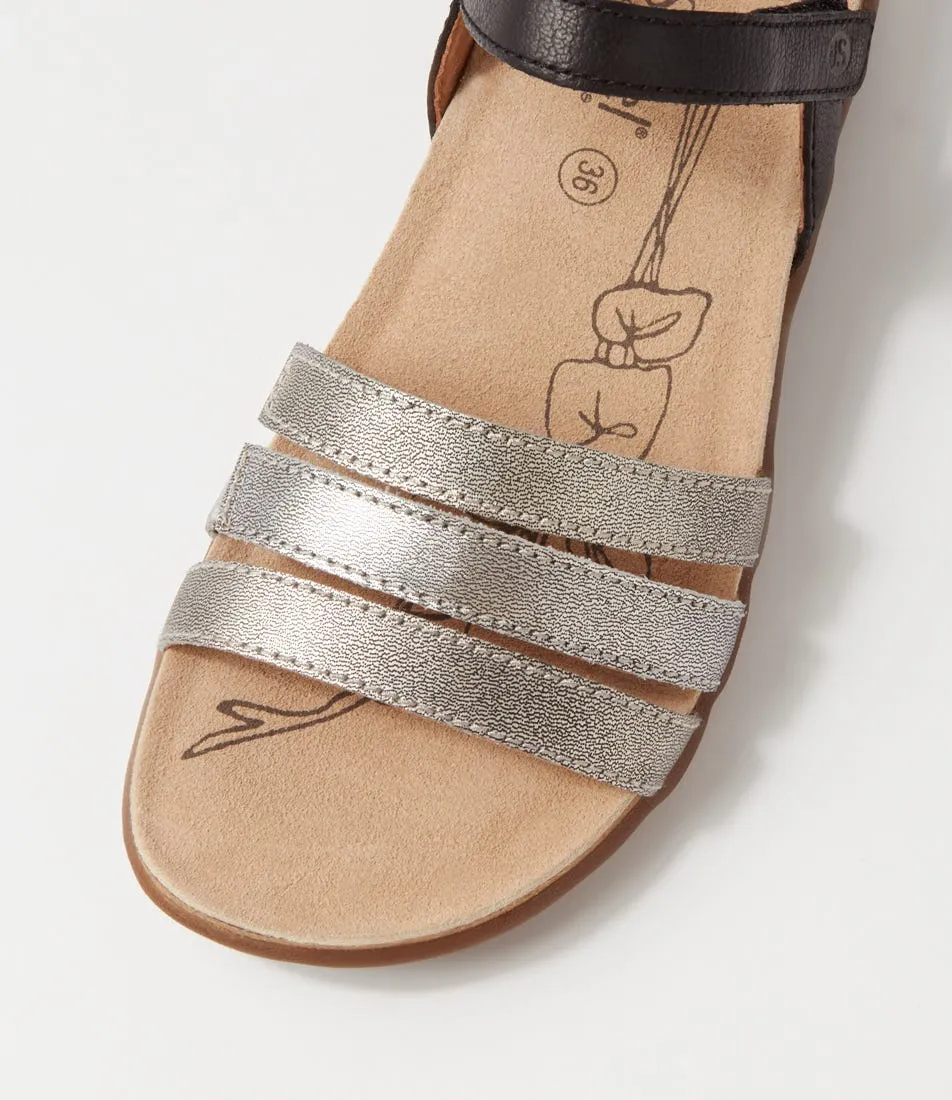 JOSEF SEIBEL Riley 1 Basalt Kombi Leather Sandals