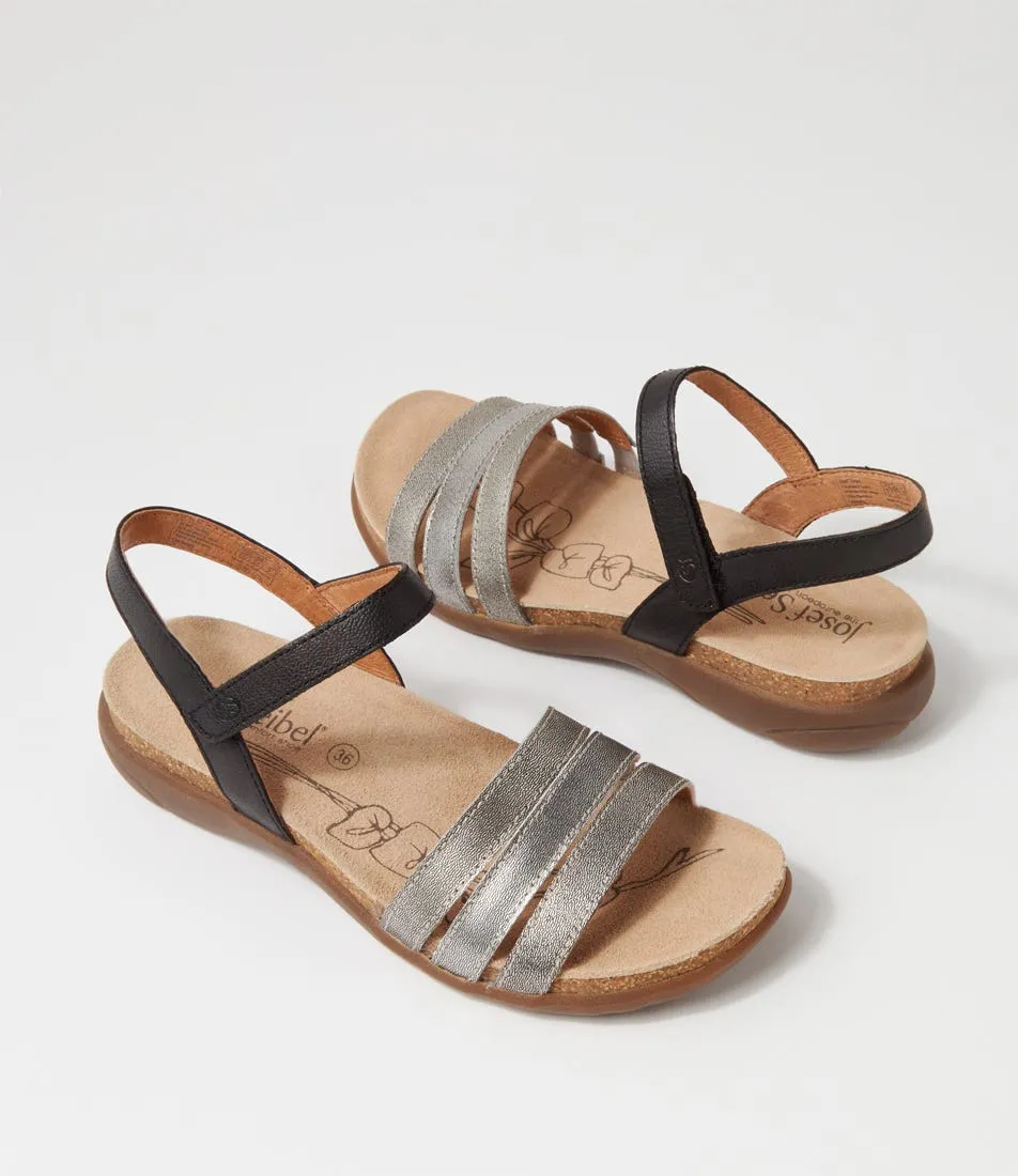 JOSEF SEIBEL Riley 1 Basalt Kombi Leather Sandals