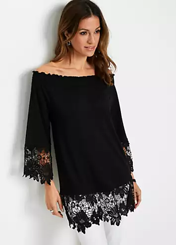 Lace Hem Jersey Tunic by bonprix | Look Again