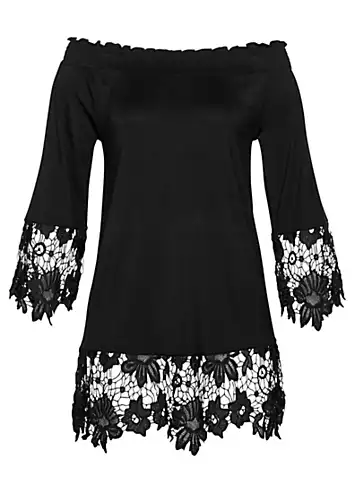 Lace Hem Jersey Tunic by bonprix | Look Again