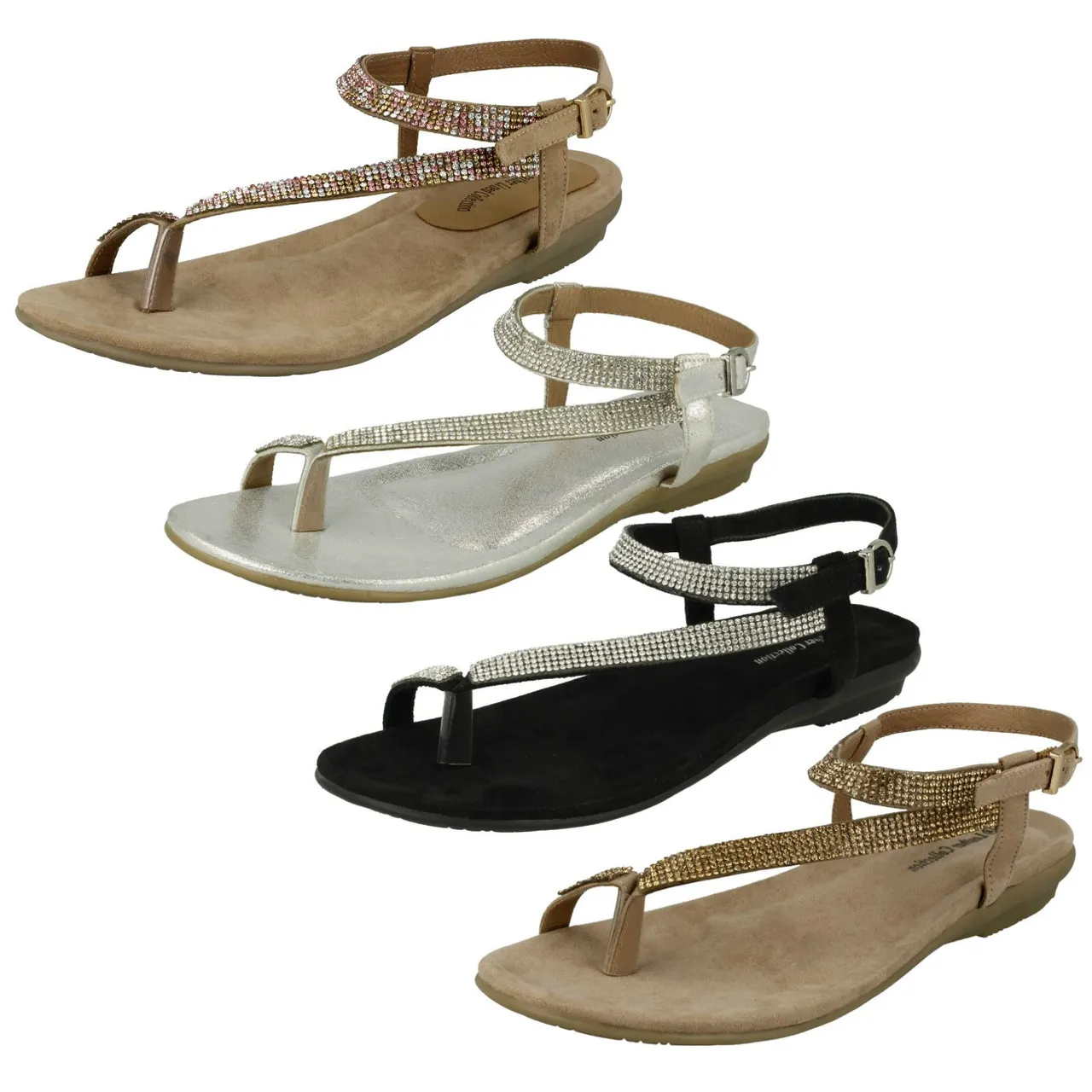 Ladies Leather Collection Y Strap Toe Loop Sandals