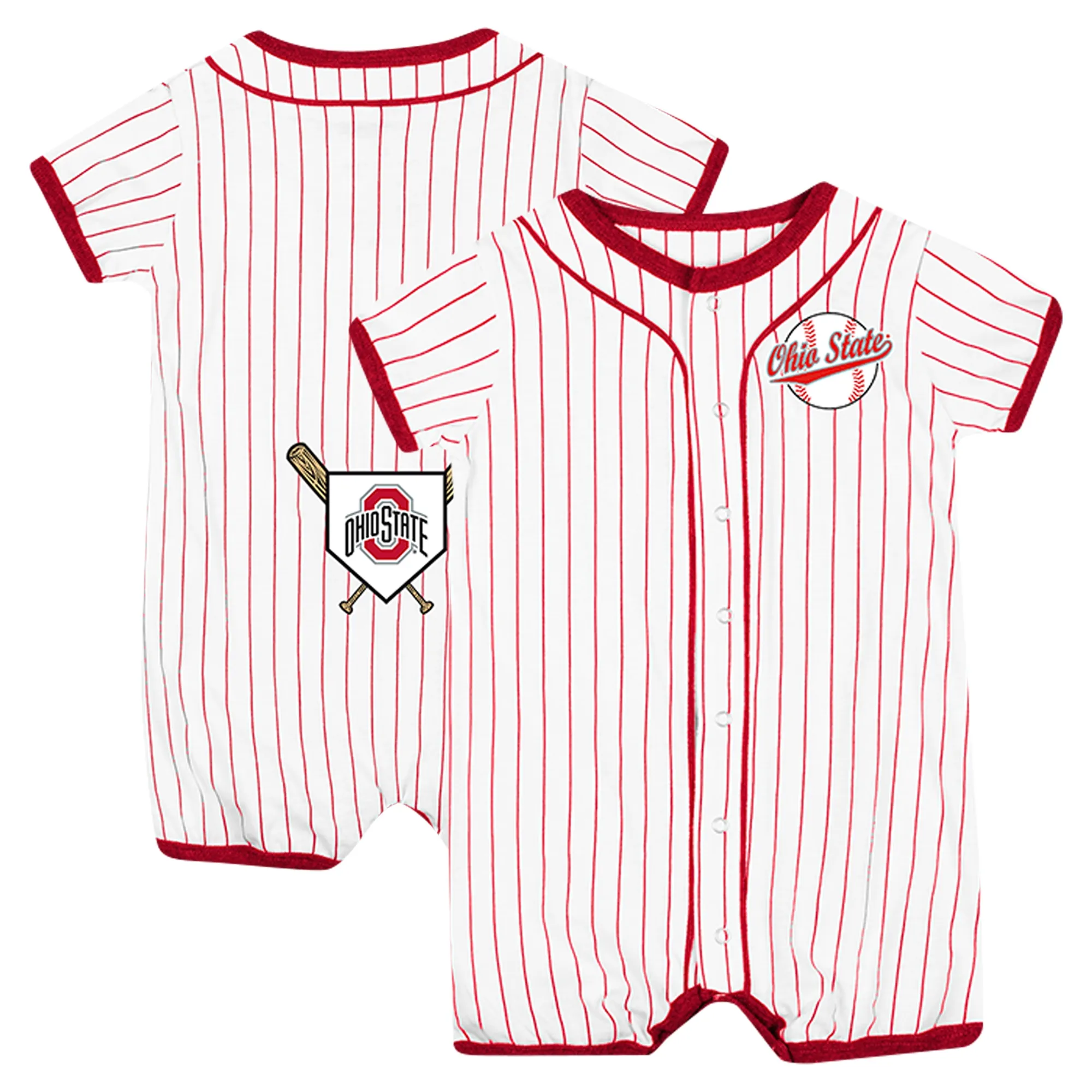 Lids Newborn & Infant Colosseum White Ohio State Buckeyes Pinstripe Dusty Romper