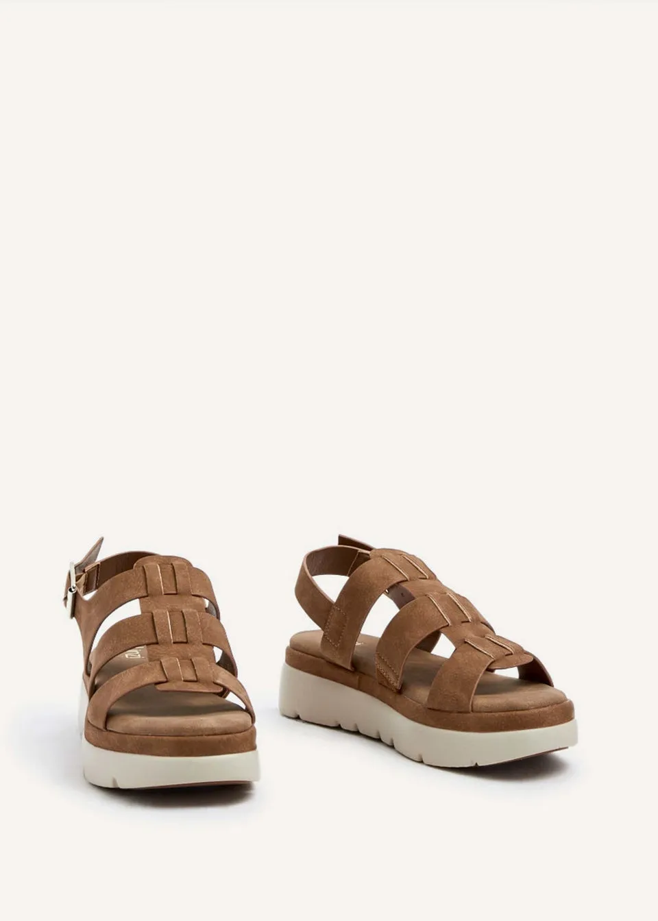 Linzi Boston Tan Faux Nubuck Fisherman Flatform Sandals