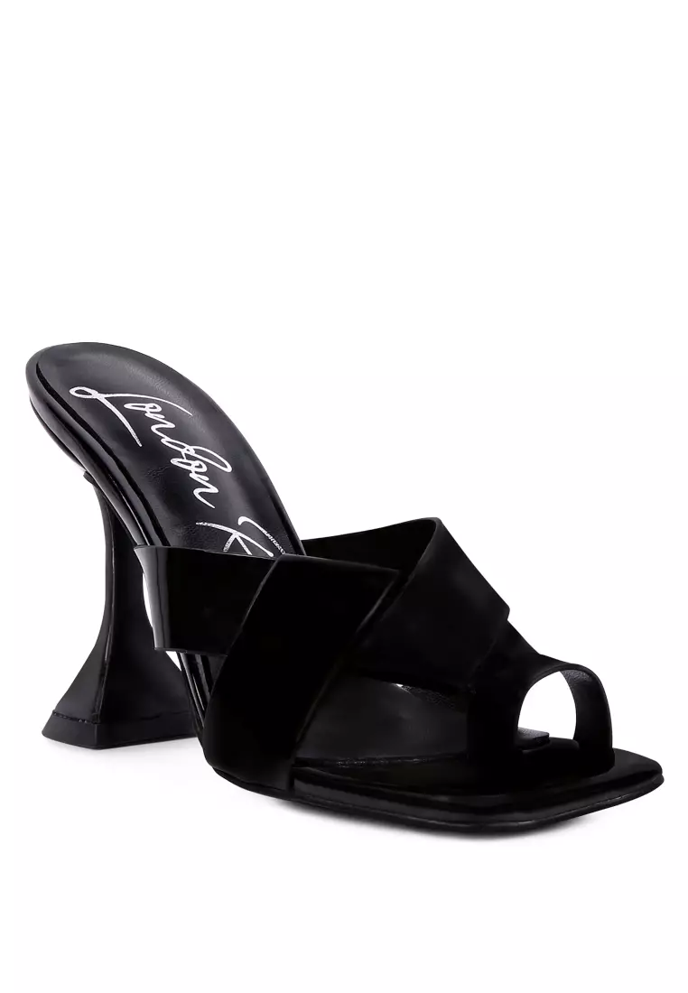 London Rag Black Intertwined Toe Ring Heeled Sandals