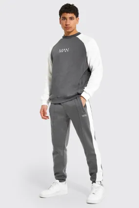 Man Colour Block Sweatshirt Tracksuit | boohooMAN UK