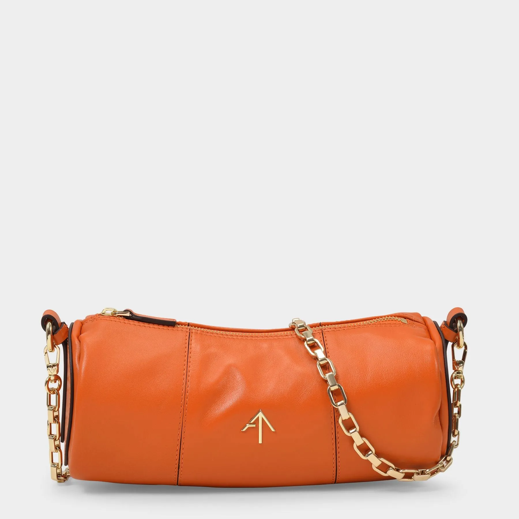 Manu Atelier  Cylinder Bag in Orange Leather