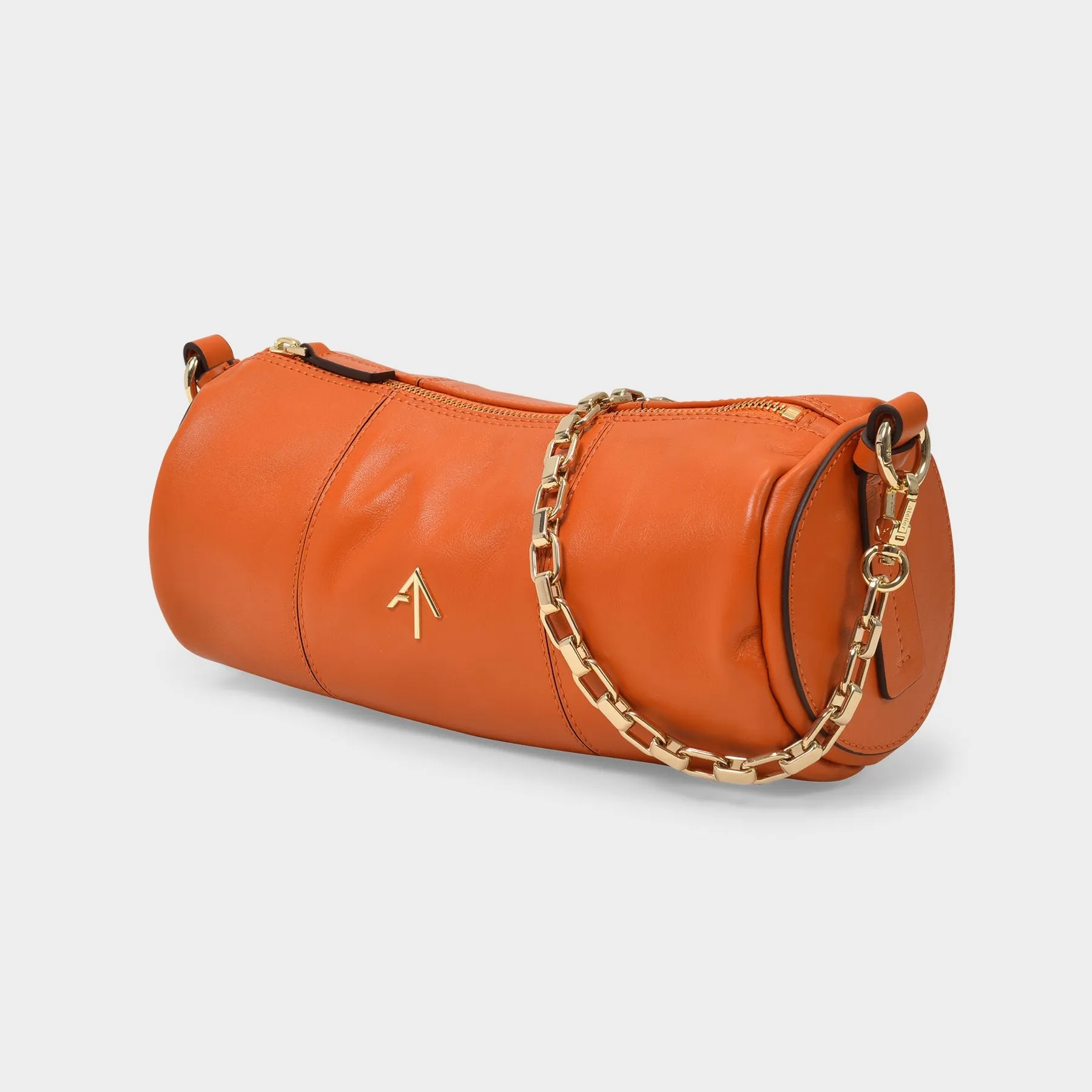 Manu Atelier  Cylinder Bag in Orange Leather