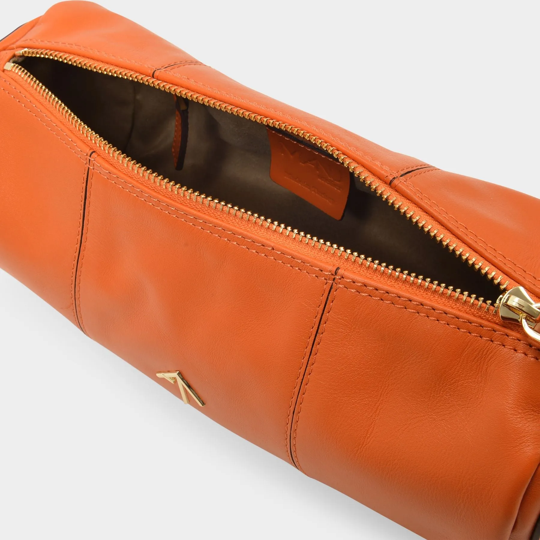 Manu Atelier  Cylinder Bag in Orange Leather