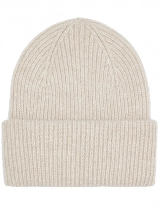 Merino Wool Chunky Beanie Hat - Ivory White