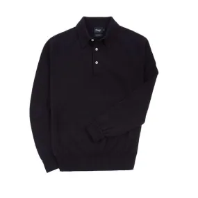 Merino Wool Knitted Polo - Navy