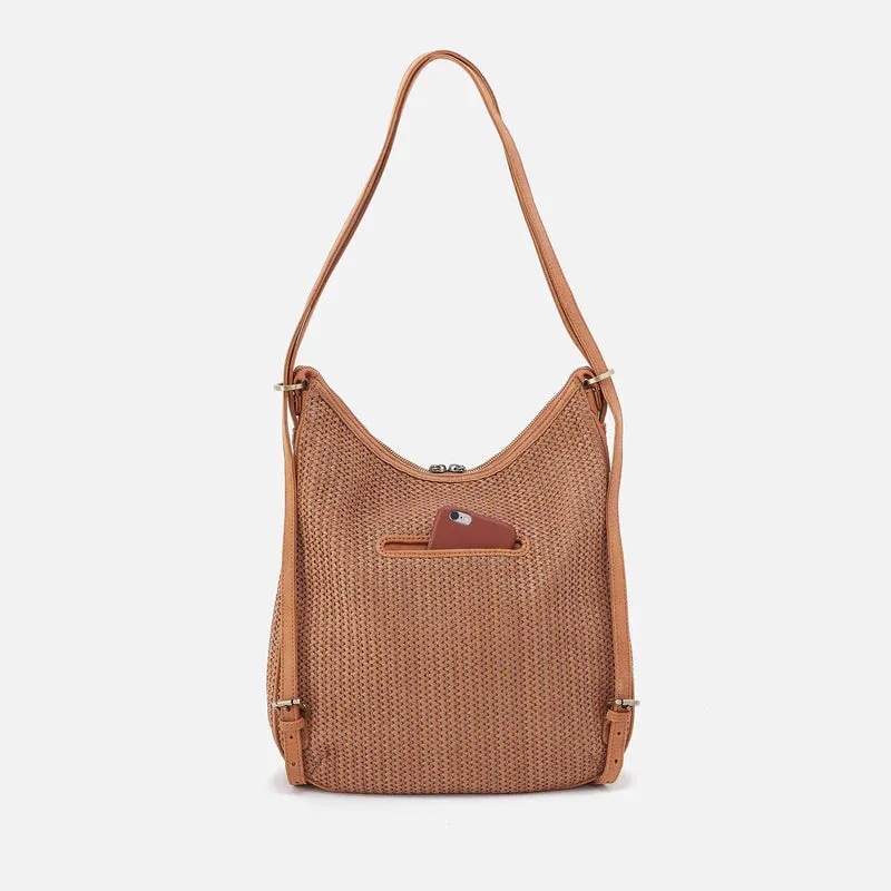 Merrin Convertible Backpack | Raffia with Leather Trim