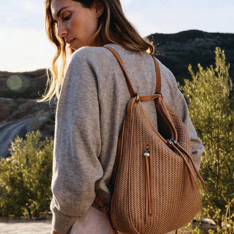 Merrin Convertible Backpack | Raffia with Leather Trim