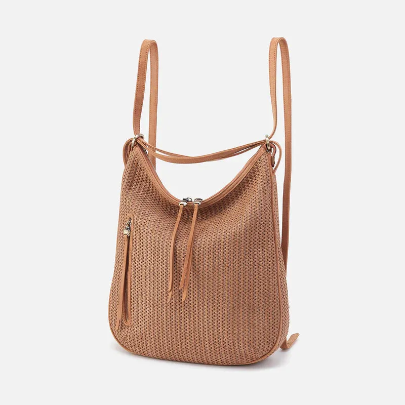 Merrin Convertible Backpack | Raffia with Leather Trim