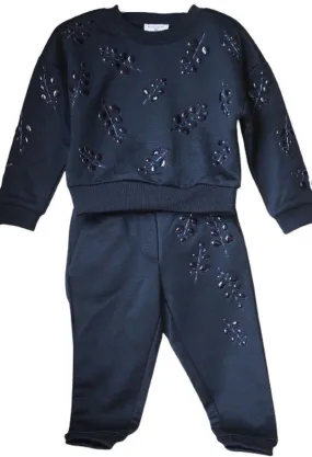 MONNALISA GIRLS BLACK EMBELLISHED TRACKSUIT 3 YEARS