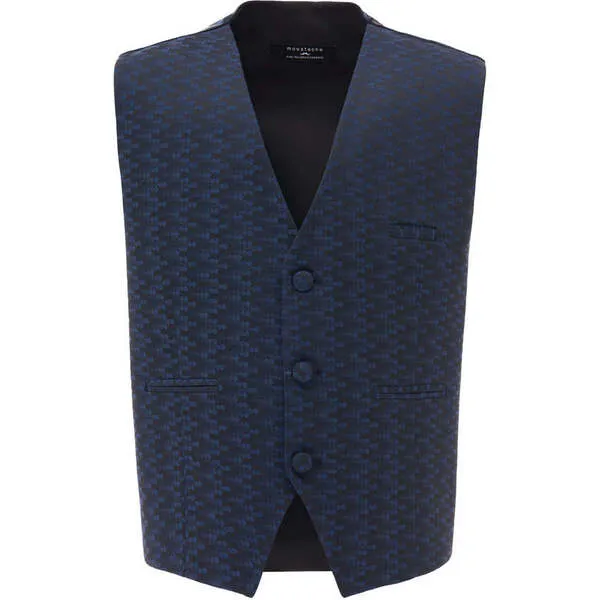 Moustache Geometric Print Vest & Bowtie, Navy