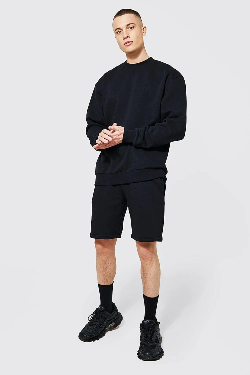 Oversized Extended Neck Short Tracksuit | boohooMAN UK