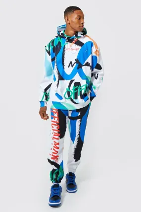 Oversized Official Man Graffiti Tracksuit | boohooMAN UK