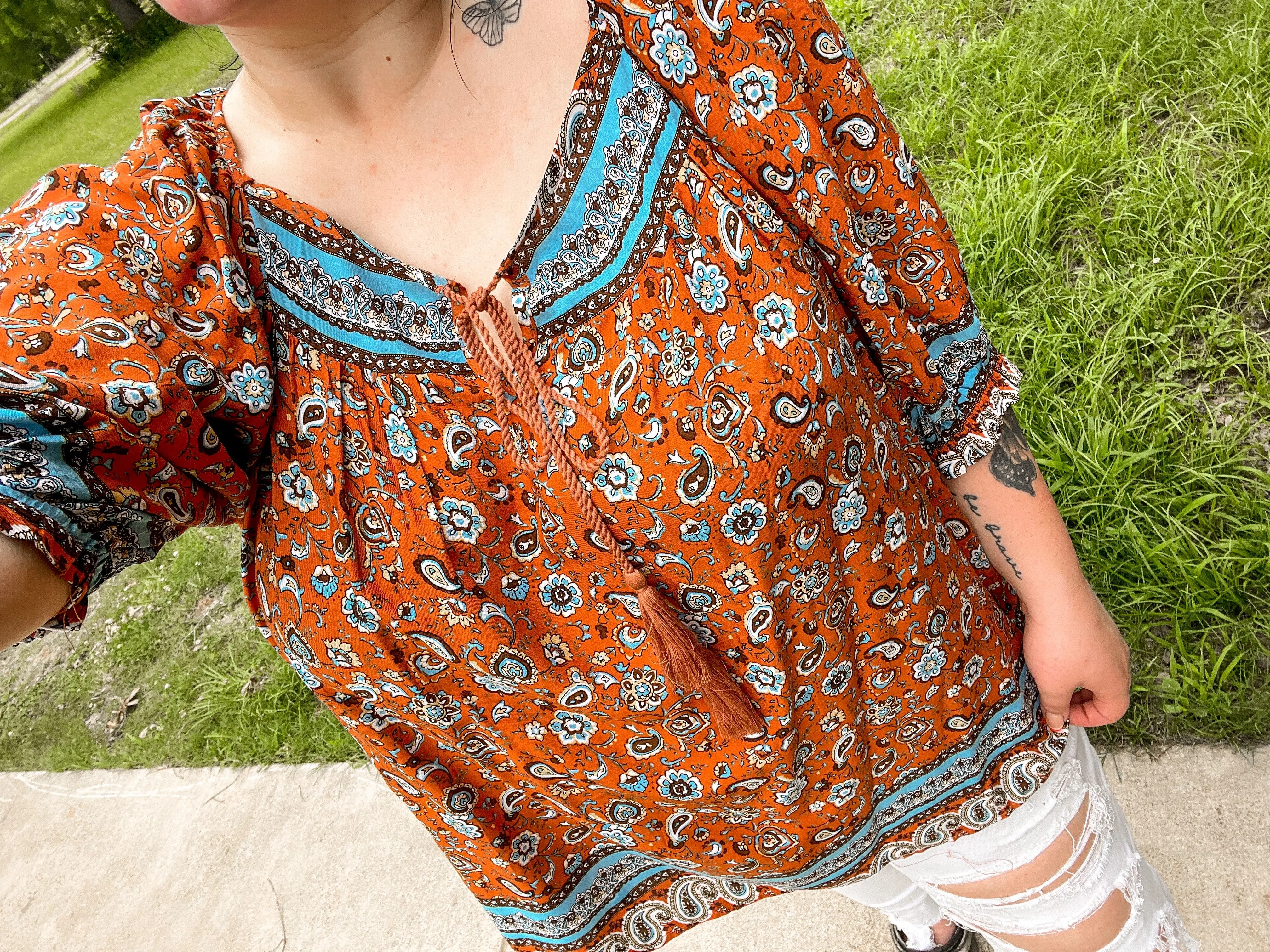 Paisley Print Tunic Top