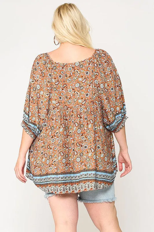 Paisley Print Tunic Top