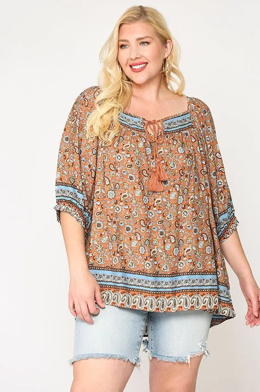 Paisley Print Tunic Top