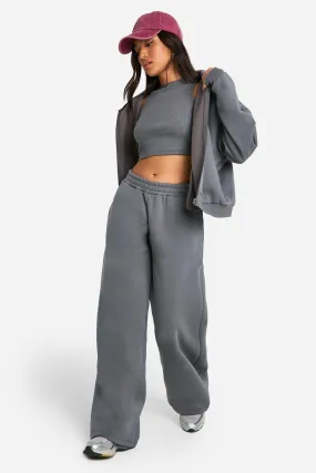 Petite 3 Piece Straight Leg Sweatpant Tracksuit