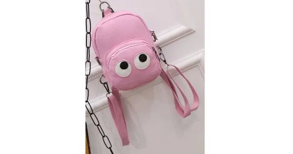 Pink Cartoon Cute Eyes Mini Backpack Cross Body Bag