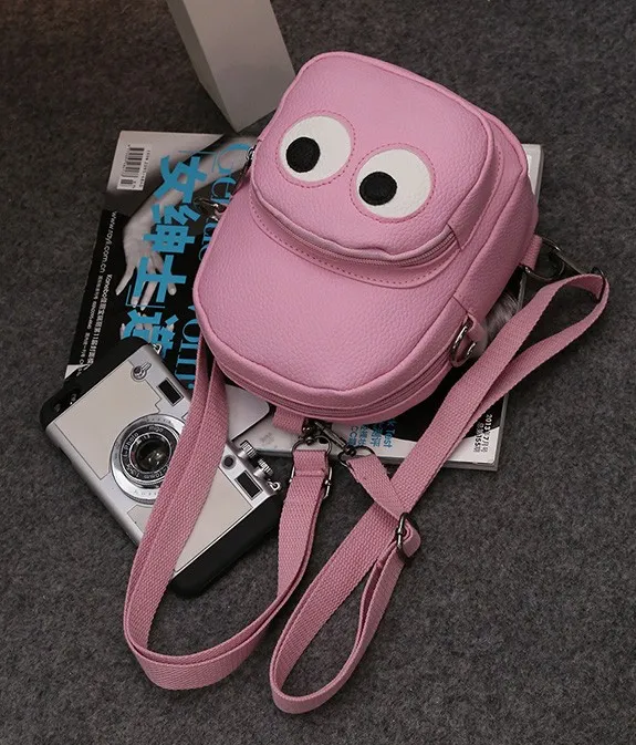 Pink Cartoon Cute Eyes Mini Backpack Cross Body Bag