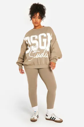 Plus Dsgn Oversized Sweatshirt And Legging Tracksuit