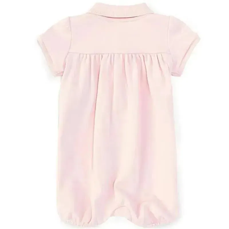 Polo Ralph Lauren Baby - Girl Short Sleeve Interlock Romper, Pink