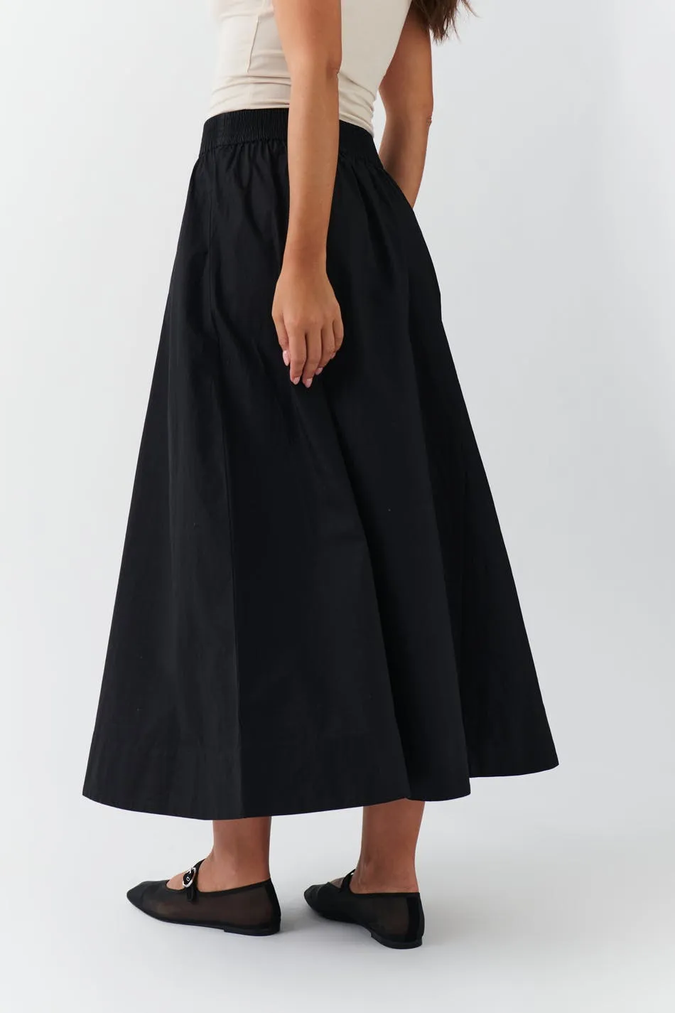 Poplin slit skirt