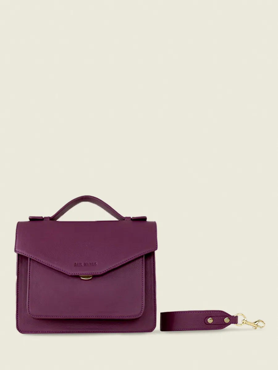 Purple Leather Cross-Body Bag for Women - Simone Art Deco Zinzolin | PAUL MARIUS