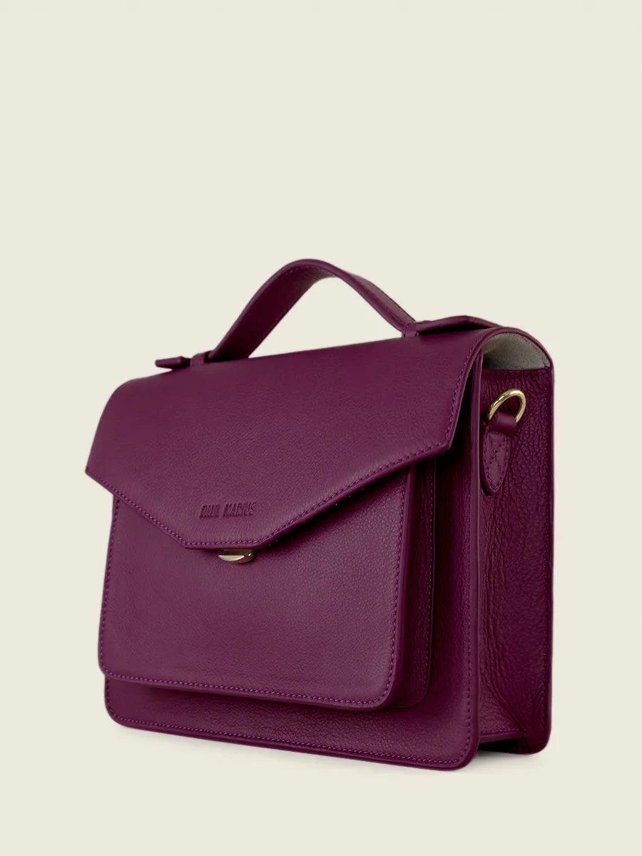 Purple Leather Cross-Body Bag for Women - Simone Art Deco Zinzolin | PAUL MARIUS