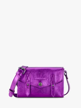 Purple Metallic Leather Cross-body Bag for Women - LeMini Indispensable Bonbon | PAUL MARIUS