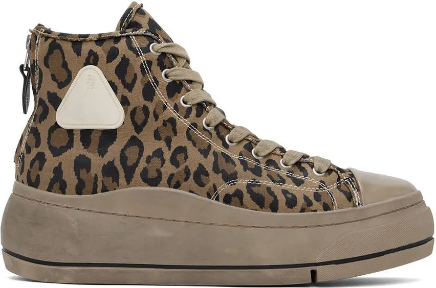 R13 Brown Leopard Kurt Sneakers