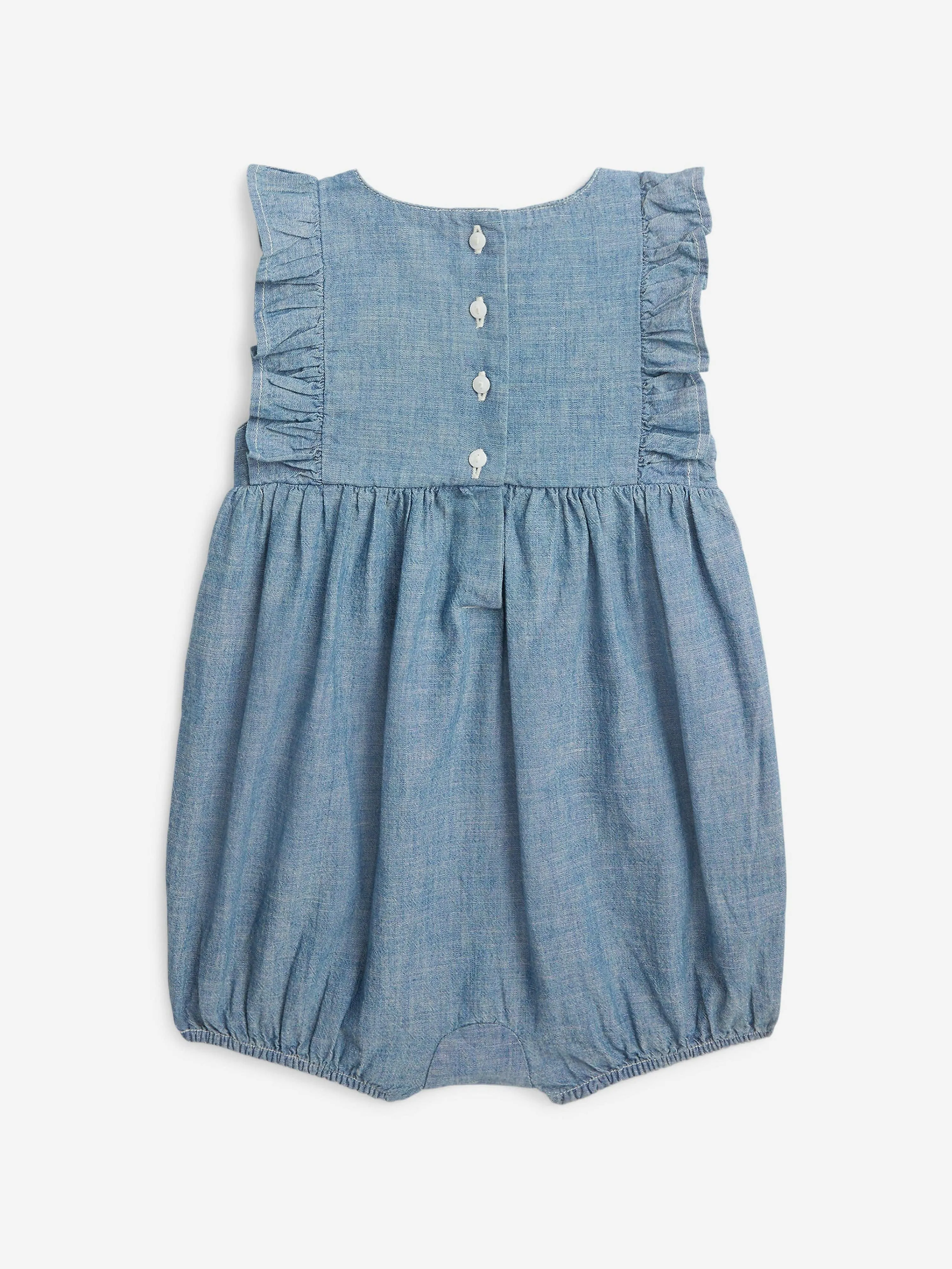 Ralph Lauren Baby Girls Chambray Bubble Romper in Blue