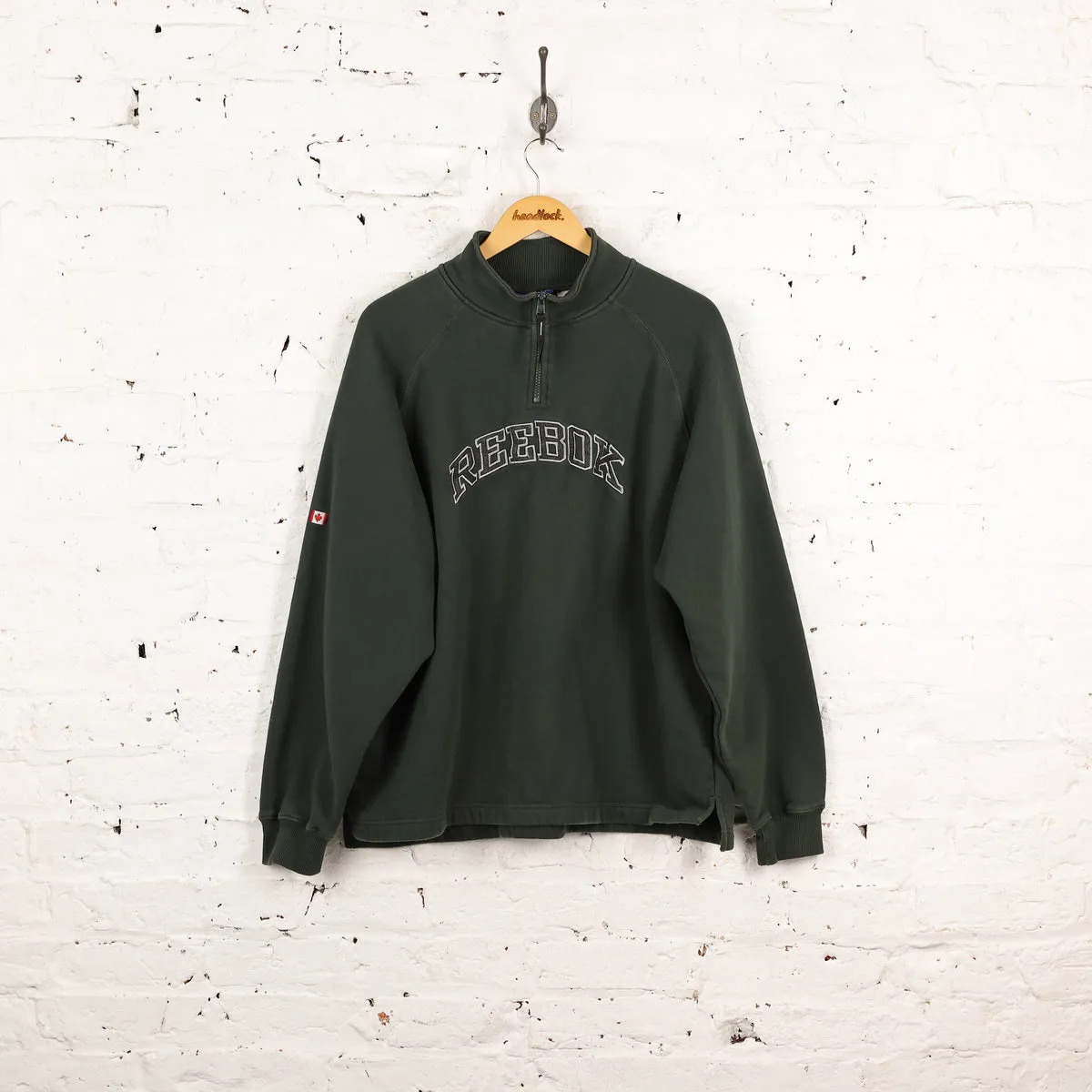 Reebok 90s 1/4 Zip Sweatshirt - Green - L